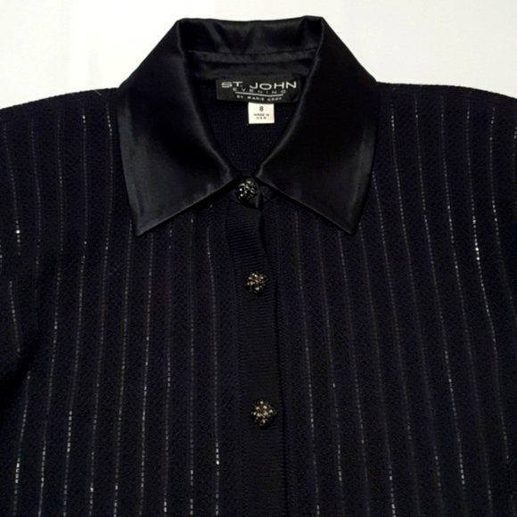 St. John Evening Sequins Rhinestone Button down Blazer Jacket - Picture 7 of 10